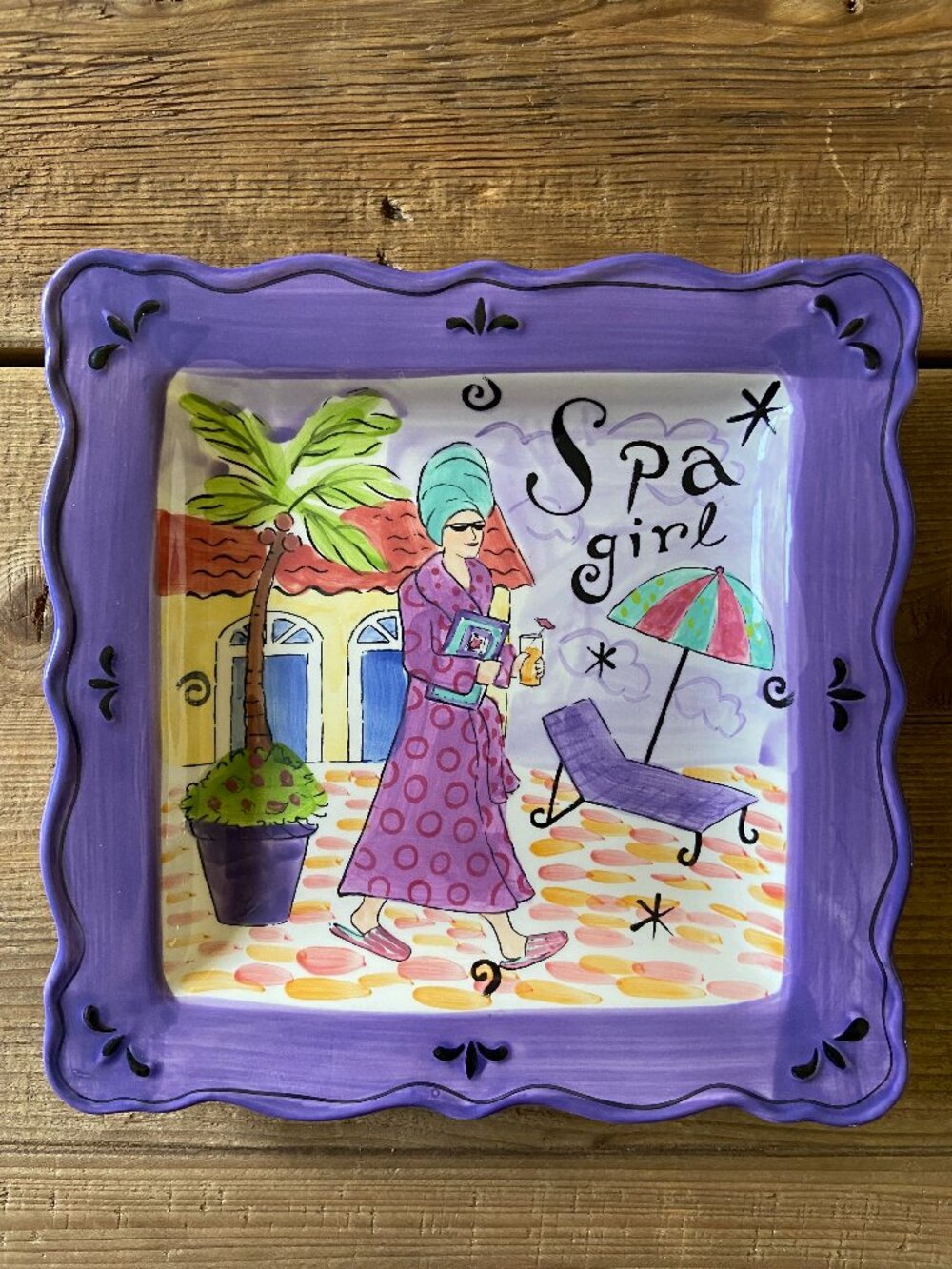 Certified International Spa Girl plate, Jennifer Brinley square plate